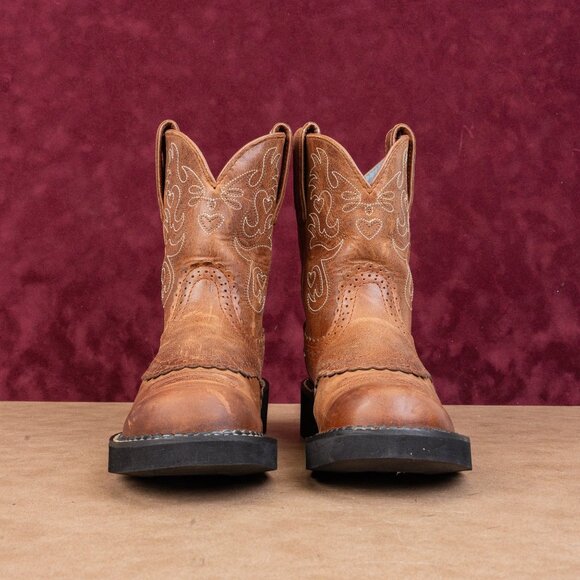 Ariat Women Fatbaby Brown Leather Slip-on Western Cowboy Boots sz 7 - Picture 3 of 12